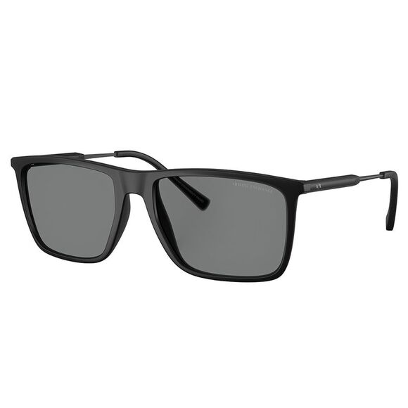 Armani Exchange AX 4160S 807887 Matte Black Plastic Square Sunglasses Grey Lens